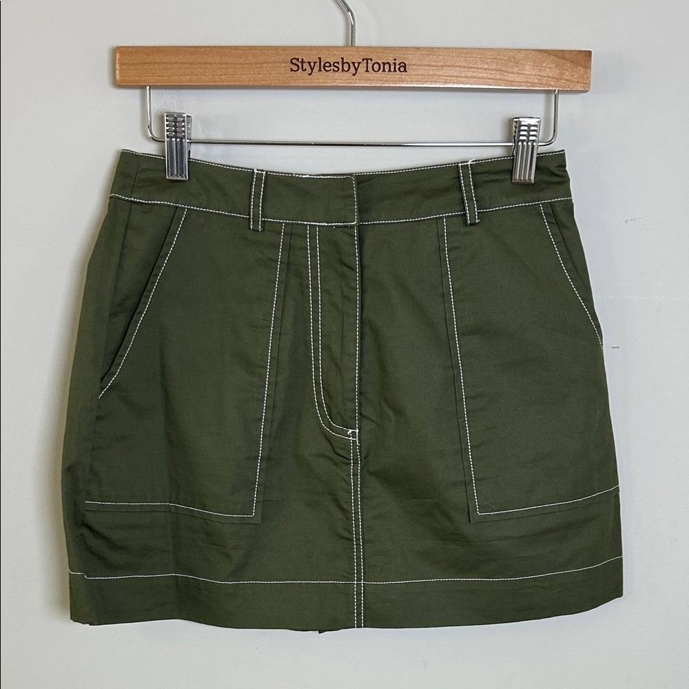 Anthropologie En Saison Skort Hunter Green Pockets Short Skirt Sz S NEW